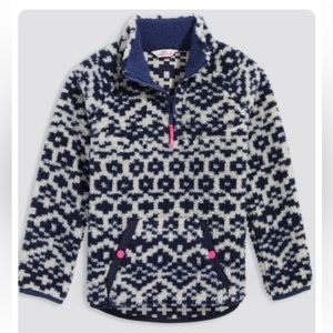 Vineyard Vines Girls Fair isle 3/4 zip Sherpa pullover